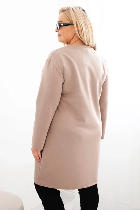 Sukienka damska Plus Size masełko z kieszenią i rękawem 3/4 camelowy Sukienka damska Plus Size masełko z kieszenią i rękawem 3/4 camelowy