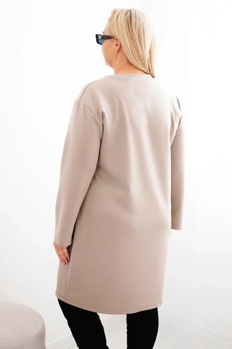 Sukienka damska Plus Size masełko z kieszenią i rękawem 3/4 fango Sukienka damska Plus Size masełko z kieszenią i rękawem 3/4 fango
