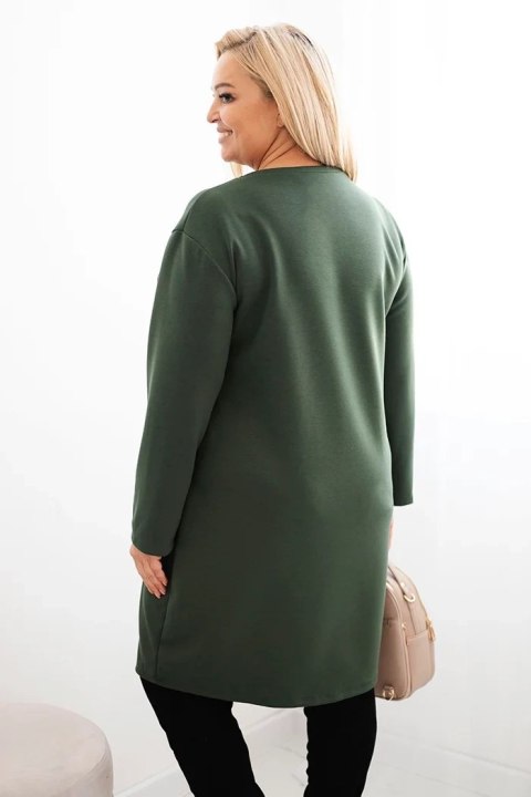 Sukienka damska Plus Size masełko z kieszenią i rękawem 3/4 khaki Sukienka damska Plus Size masełko z kieszenią i rękawem 3/4 khaki