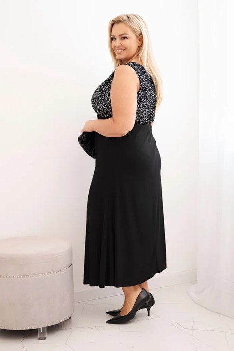 Sukienka damska Plus Size wieczorowa na jedno ramię czarny + srebrny Sukienka damska Plus Size wieczorowa na jedno ramię czarny + srebrny