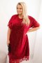 Sukienka damska Plus Size z cekinami i koronkowym wykończeniem bordowa