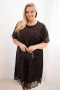 Sukienka damska Plus Size z cekinami i koronkowym wykończeniem brązowa
