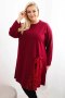 Sukienka damska Plus Size z ozdobną wstawką z cekinami bordowa
