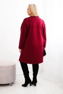 Sukienka damska Plus Size z ozdobną wstawką z cekinami bordowa