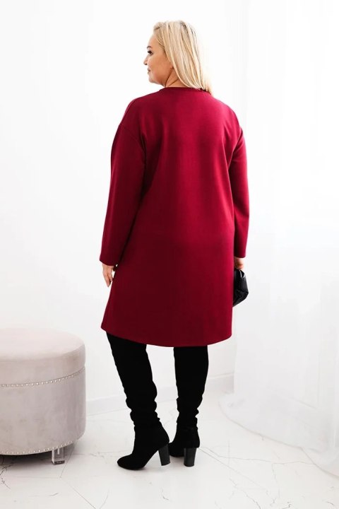 Sukienka damska Plus Size z ozdobną wstawką z cekinami bordowa Sukienka damska Plus Size z ozdobną wstawką z cekinami bordowa
