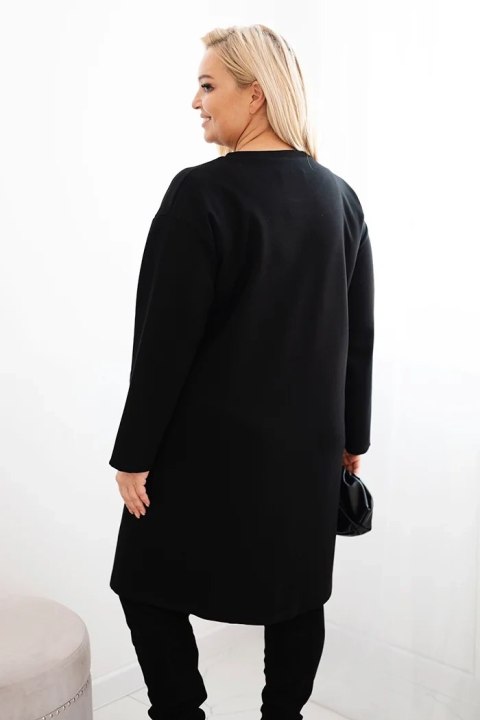 Sukienka damska Plus Size z ozdobną wstawką z cekinami czarna Sukienka damska Plus Size z ozdobną wstawką z cekinami czarna