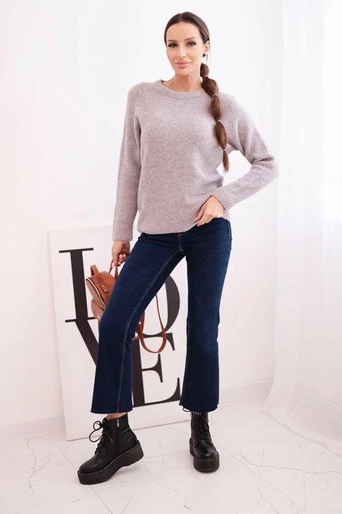 Sweter damski z baby alpaki z długim rękawem ciemny beżowy