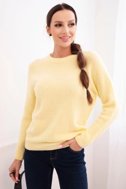 Sweter damski z baby alpaki z długim rękawem żółty