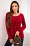Sweter damski z miękkiej dzianiny z okrągłym dekoltem bordowy