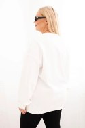 Bluza damska pętelkowa Plus Size bawełniana basic z okrągłym dekoltem biała