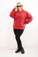 Bluza damska pętelkowa Plus Size bawełniana basic z okrągłym dekoltem bordowa