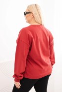 Bluza damska pętelkowa Plus Size bawełniana basic z okrągłym dekoltem bordowa