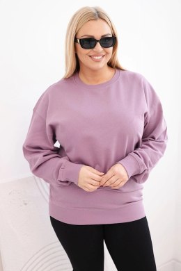 Bluza damska pętelkowa Plus Size bawełniana basic z okrągłym dekoltem ciemno różowa