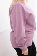 Bluza damska pętelkowa Plus Size bawełniana basic z okrągłym dekoltem ciemno różowa
