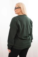 Bluza damska pętelkowa Plus Size bawełniana basic z okrągłym dekoltem ciemno zielona