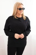 Bluza damska pętelkowa Plus Size bawełniana basic z okrągłym dekoltem czarna
