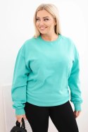 Bluza damska pętelkowa Plus Size bawełniana basic z okrągłym dekoltem miętowa