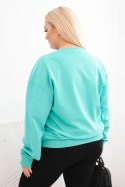 Bluza damska pętelkowa Plus Size bawełniana basic z okrągłym dekoltem miętowa