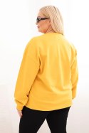 Bluza damska pętelkowa Plus Size bawełniana basic z okrągłym dekoltem musztardowa