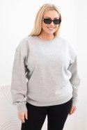 Bluza damska pętelkowa Plus Size bawełniana basic z okrągłym dekoltem szara