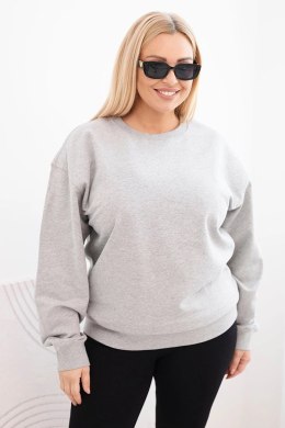 Bluza damska pętelkowa Plus Size bawełniana basic z okrągłym dekoltem szara