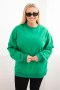 Bluza damska pętelkowa Plus Size bawełniana basic z okrągłym dekoltem zielona