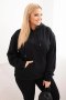 Bluza damska pętelkowa Plus Size bawełniana z kapturem i kieszenią kangurką czarna