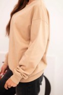 Bluza damska pętelkowa bawełniana basic z okrągłym dekoltem beżowa