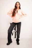 Bluza damska pętelkowa bawełniana basic z okrągłym dekoltem łososiowa