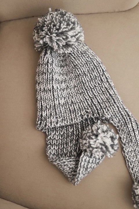 Czapka damska uszatka Emma K343 grafitowa