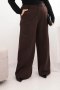 Spodnie damskie Plus Size z szeroką nogawką i elastycznym pasem brązowe