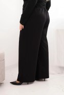 Spodnie damskie Plus Size z szeroką nogawką i elastycznym pasem czarne