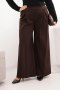 Spodnie damskie Plus Size z szerokimi nogawkami i plisowaniem brązowe