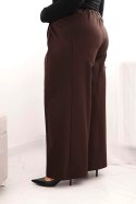 Spodnie damskie Plus Size z szerokimi nogawkami i plisowaniem brązowe