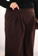 Spodnie damskie Plus Size z szerokimi nogawkami i plisowaniem brązowe