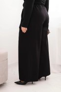 Spodnie damskie Plus Size z szerokimi nogawkami i plisowaniem czarne
