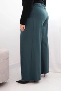 Spodnie damskie Plus Size z szerokimi nogawkami i plisowaniem morskie