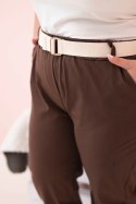 Spodnie damskie Punto Milano Winter Plus Size z paskiem brązowe