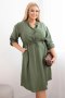 Sukienka damska z wiskozy Plus Size z guzikami i wiązaniem w talii khaki