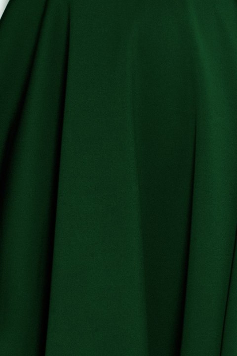 114-10 Rozkloszowana sukienka - dekolt w kształcie serca - ZIELEŃ BUTELKOWA