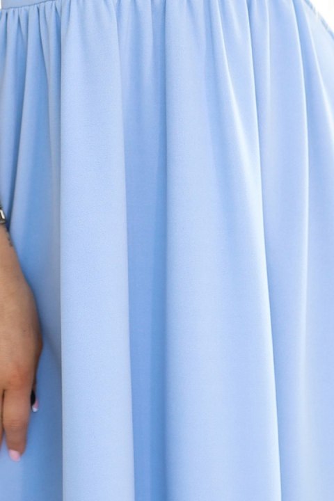 425-12 MATILDE Sukienka z dekoltem i krótkim rękawkiem - BŁĘKITNA