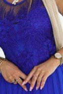 522-4 CATERINA Kobieca sukienka z gipiurą i delikatnym tiulem - CHABROWA