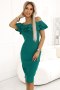 599-2 CARMEN Dopasowana sukienka midi w stylu hiszpańskim - ZIELONA