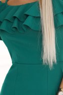 599-2 CARMEN Dopasowana sukienka midi w stylu hiszpańskim - ZIELONA
