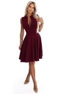 573-4 Ekskluzywna sukienka z rozkloszowanym dołem i zamkiem - bordowa