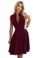 573-4 Ekskluzywna sukienka z rozkloszowanym dołem i zamkiem - bordowa