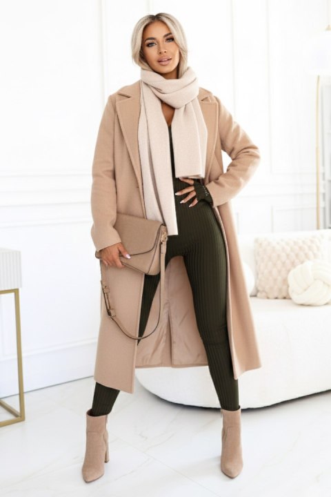619-2 Wygodny i elegancki prążkowany kombinezon damski z dekoltem - khaki