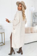 627-1 Kardigan - sweterkowa długa narzutka z kieszeniami - kolor beżowy