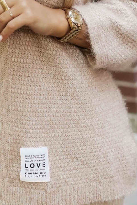 631-1 Stylowy kardigan z miękkiej sweterkowej dzianiny - beżowy