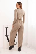 Komplet damski wiskozowy z bluzką i szerokimi spodniami fango